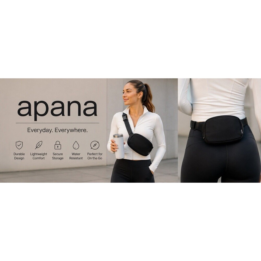 Apana Belt Bag Crossbody Bag Black Everyday Carry Essentials Bag New Without Tag